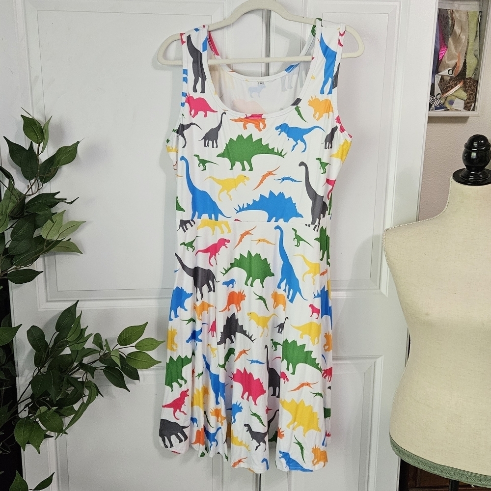 Colorful Dinosaur Print Womens Dress